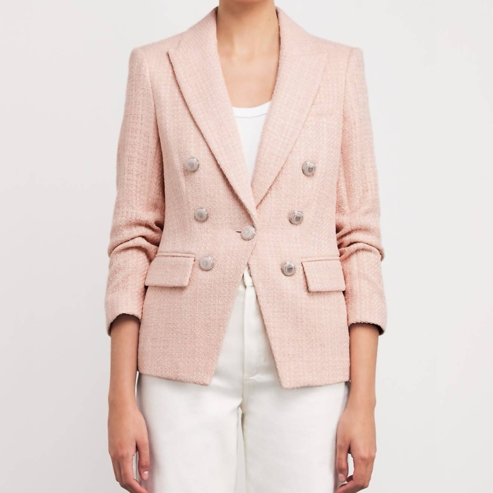 BNWT Veronica Beard Pink Tweed Ryland Dickey Jacket